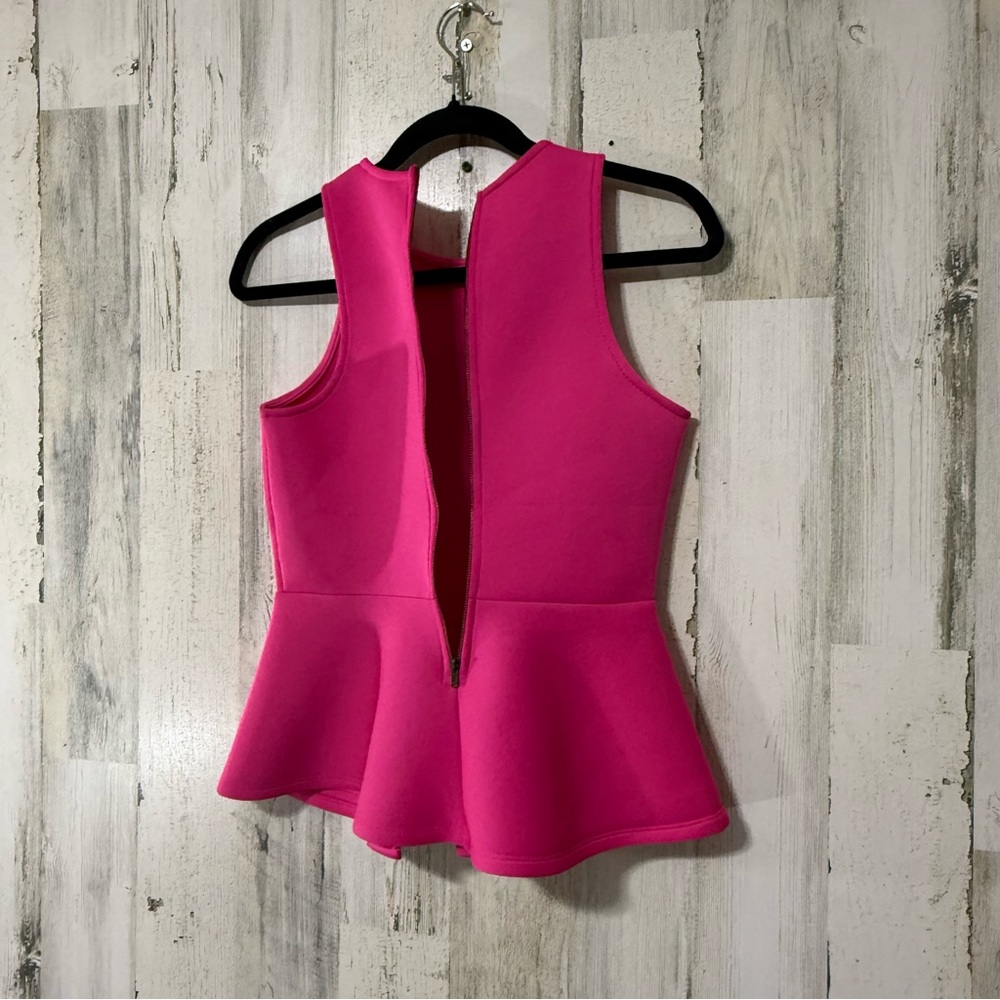 Monteau Hot Pink Peplum Sleeveless Top - Picture 10 of 13
